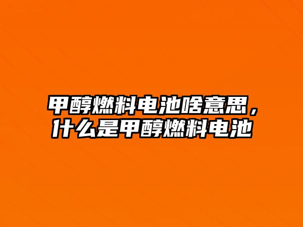 甲醇燃料電池啥意思，什么是甲醇燃料電池