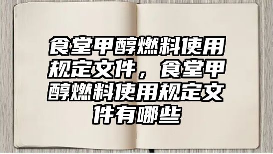 食堂甲醇燃料使用規(guī)定文件，食堂甲醇燃料使用規(guī)定文件有哪些