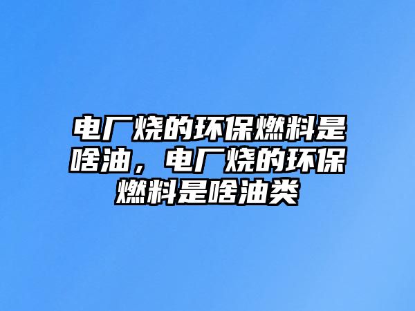 電廠燒的環(huán)保燃料是啥油，電廠燒的環(huán)保燃料是啥油類