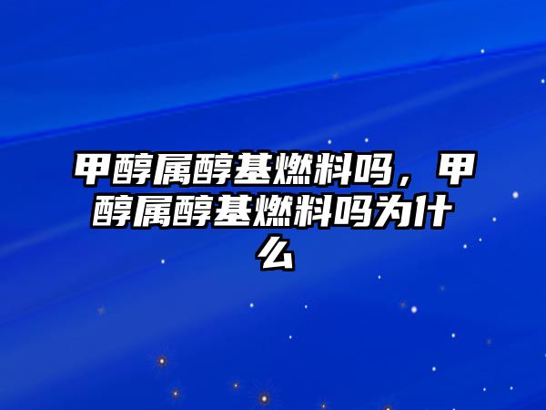 甲醇屬醇基燃料嗎，甲醇屬醇基燃料嗎為什么