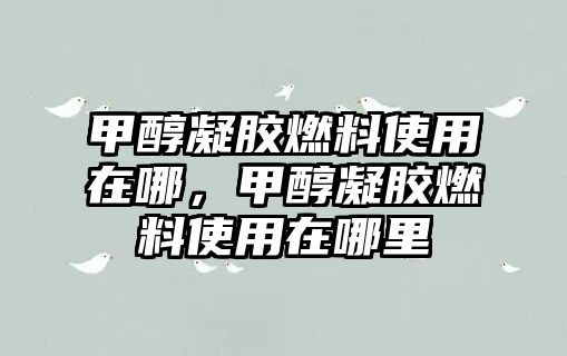 甲醇凝膠燃料使用在哪，甲醇凝膠燃料使用在哪里