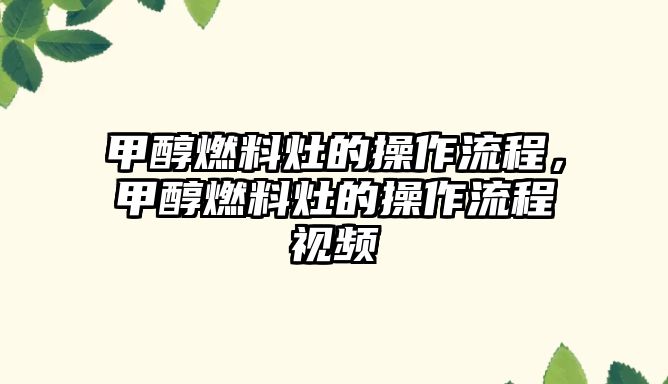 甲醇燃料灶的操作流程，甲醇燃料灶的操作流程視頻