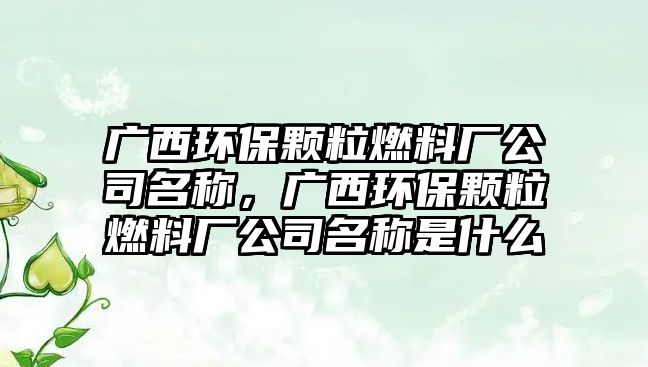 廣西環(huán)保顆粒燃料廠公司名稱，廣西環(huán)保顆粒燃料廠公司名稱是什么