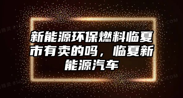 新能源環(huán)保燃料臨夏市有賣的嗎，臨夏新能源汽車