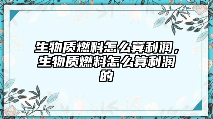 生物質(zhì)燃料怎么算利潤，生物質(zhì)燃料怎么算利潤的