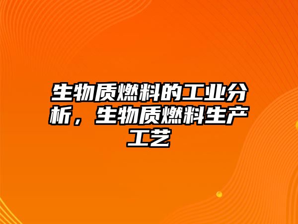 生物質(zhì)燃料的工業(yè)分析，生物質(zhì)燃料生產(chǎn)工藝