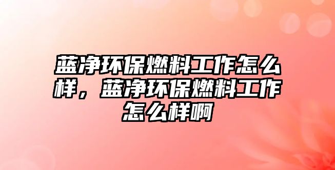 藍(lán)凈環(huán)保燃料工作怎么樣，藍(lán)凈環(huán)保燃料工作怎么樣啊