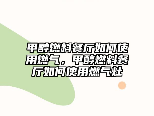 甲醇燃料餐廳如何使用燃?xì)?，甲醇燃料餐廳如何使用燃?xì)庠? class=