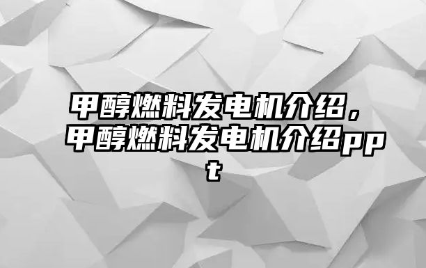 甲醇燃料發(fā)電機(jī)介紹，甲醇燃料發(fā)電機(jī)介紹ppt