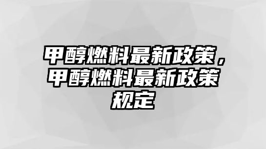 甲醇燃料最新政策，甲醇燃料最新政策規(guī)定