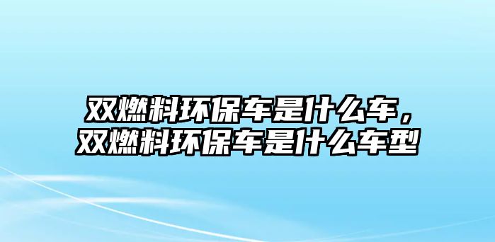 雙燃料環(huán)保車是什么車，雙燃料環(huán)保車是什么車型