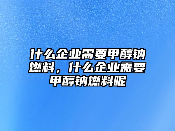 什么企業(yè)需要甲醇鈉燃料，什么企業(yè)需要甲醇鈉燃料呢