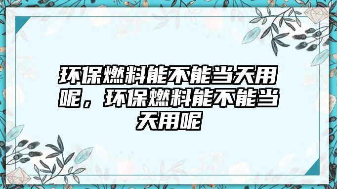 環(huán)保燃料能不能當天用呢，環(huán)保燃料能不能當天用呢