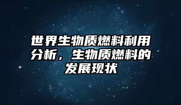 世界生物質燃料利用分析，生物質燃料的發(fā)展現(xiàn)狀