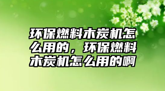 環(huán)保燃料木炭機(jī)怎么用的，環(huán)保燃料木炭機(jī)怎么用的啊