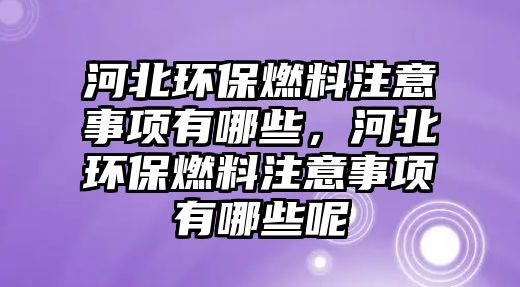 河北環(huán)保燃料注意事項(xiàng)有哪些，河北環(huán)保燃料注意事項(xiàng)有哪些呢