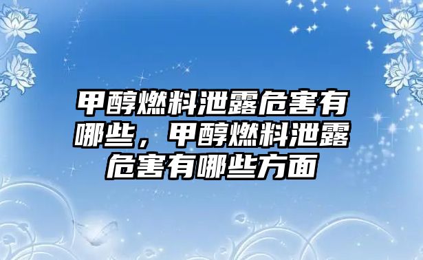 甲醇燃料泄露危害有哪些，甲醇燃料泄露危害有哪些方面