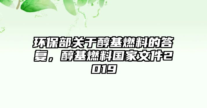 環(huán)保部關(guān)于醇基燃料的答復(fù)，醇基燃料國(guó)家文件2019