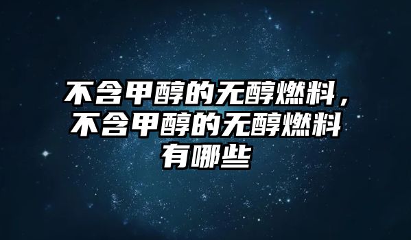 不含甲醇的無醇燃料，不含甲醇的無醇燃料有哪些