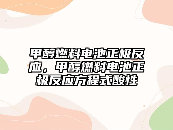 甲醇燃料電池正極反應，甲醇燃料電池正極反應方程式酸性