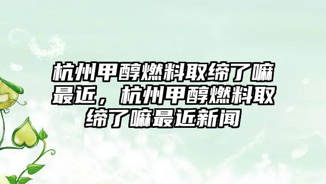 杭州甲醇燃料取締了嘛最近，杭州甲醇燃料取締了嘛最近新聞