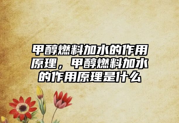 甲醇燃料加水的作用原理，甲醇燃料加水的作用原理是什么