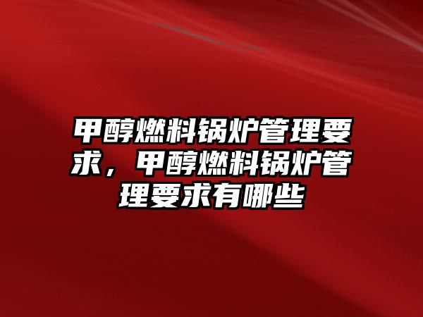 甲醇燃料鍋爐管理要求，甲醇燃料鍋爐管理要求有哪些