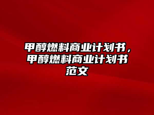 甲醇燃料商業(yè)計(jì)劃書，甲醇燃料商業(yè)計(jì)劃書范文