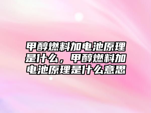 甲醇燃料加電池原理是什么，甲醇燃料加電池原理是什么意思