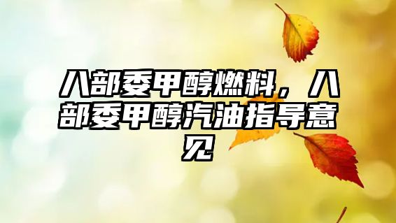 八部委甲醇燃料，八部委甲醇汽油指導意見