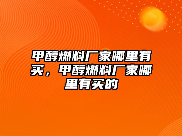 甲醇燃料廠家哪里有買，甲醇燃料廠家哪里有買的