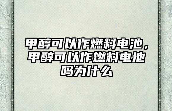 甲醇可以作燃料電池，甲醇可以作燃料電池嗎為什么