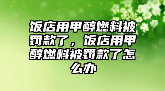 飯店用甲醇燃料被罰款了，飯店用甲醇燃料被罰款了怎么辦