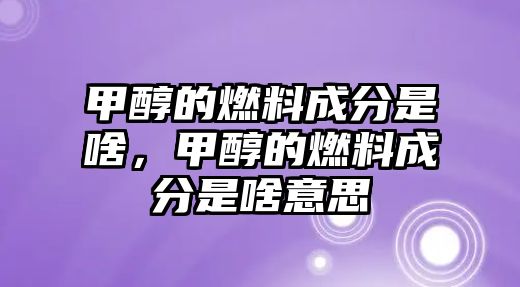 甲醇的燃料成分是啥，甲醇的燃料成分是啥意思