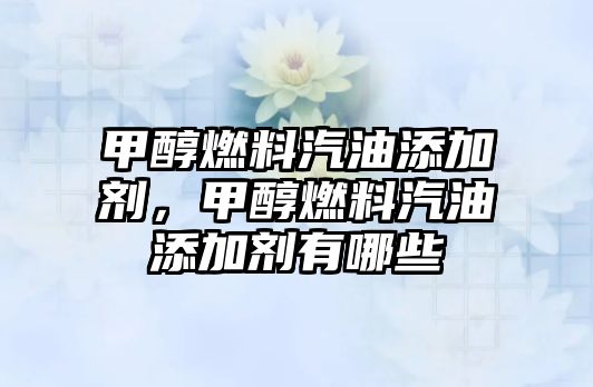 甲醇燃料汽油添加劑，甲醇燃料汽油添加劑有哪些