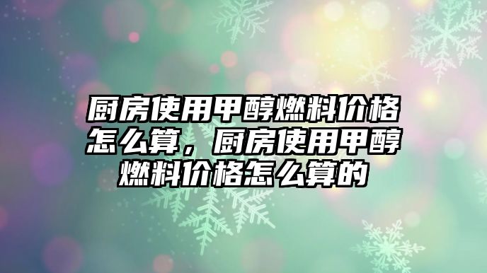 廚房使用甲醇燃料價格怎么算，廚房使用甲醇燃料價格怎么算的