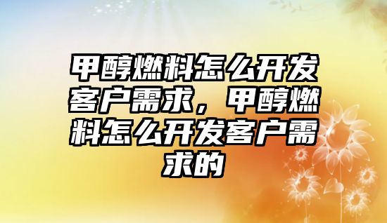 甲醇燃料怎么開發(fā)客戶需求，甲醇燃料怎么開發(fā)客戶需求的