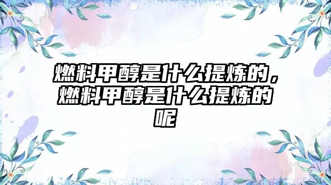 燃料甲醇是什么提煉的，燃料甲醇是什么提煉的呢