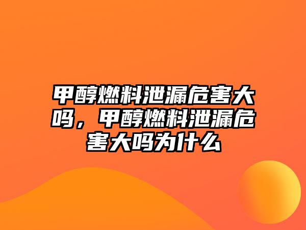 甲醇燃料泄漏危害大嗎，甲醇燃料泄漏危害大嗎為什么