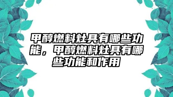 甲醇燃料灶具有哪些功能，甲醇燃料灶具有哪些功能和作用