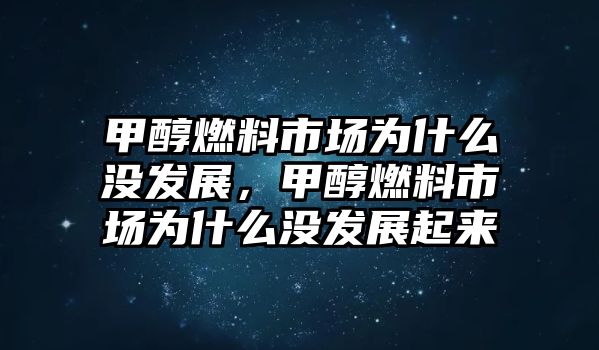 甲醇燃料市場(chǎng)為什么沒發(fā)展，甲醇燃料市場(chǎng)為什么沒發(fā)展起來(lái)