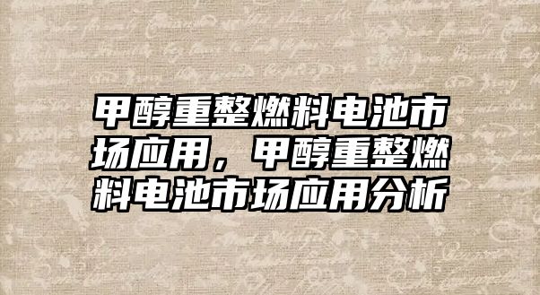 甲醇重整燃料電池市場應(yīng)用，甲醇重整燃料電池市場應(yīng)用分析