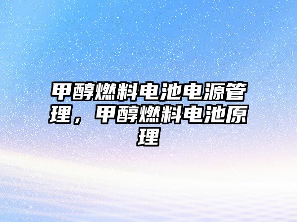 甲醇燃料電池電源管理，甲醇燃料電池原理