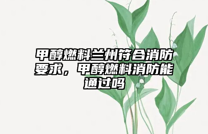 甲醇燃料蘭州符合消防要求，甲醇燃料消防能通過嗎