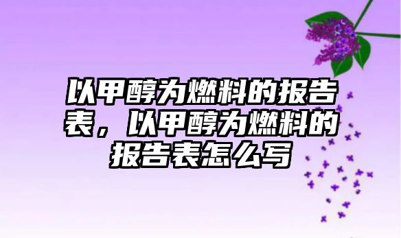 以甲醇為燃料的報告表，以甲醇為燃料的報告表怎么寫