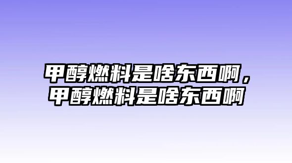 甲醇燃料是啥東西啊，甲醇燃料是啥東西啊