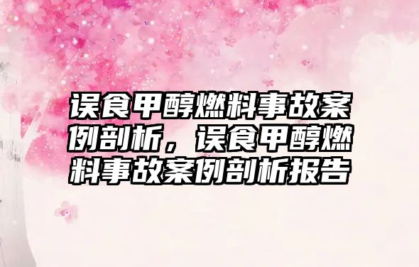 誤食甲醇燃料事故案例剖析，誤食甲醇燃料事故案例剖析報(bào)告