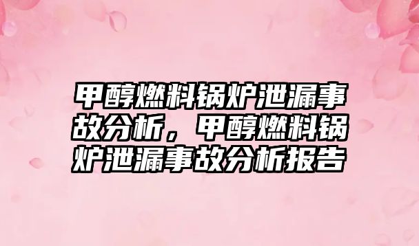 甲醇燃料鍋爐泄漏事故分析，甲醇燃料鍋爐泄漏事故分析報(bào)告