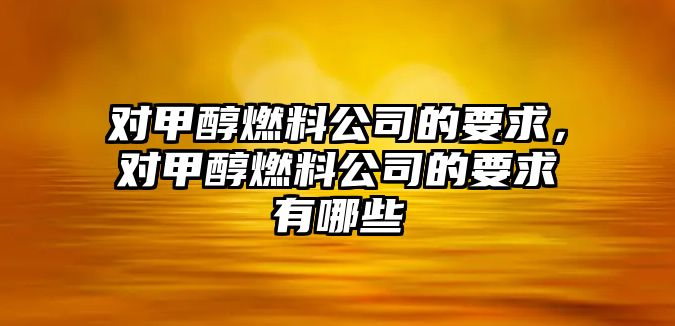 對甲醇燃料公司的要求，對甲醇燃料公司的要求有哪些