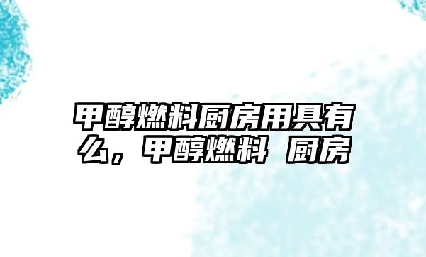 甲醇燃料廚房用具有么，甲醇燃料 廚房